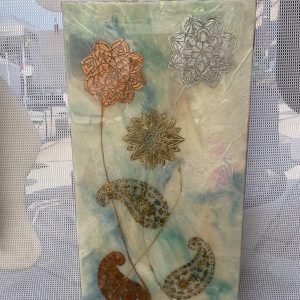 Gilded Flowers on Canvas 15x30 inch $250.00 Gilded Flowers on Canvas 15x30 inch $250.00